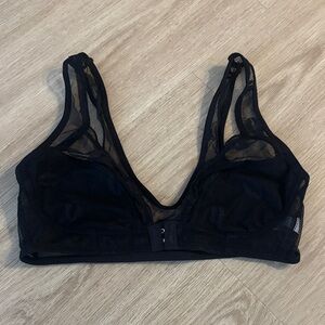 NWOT Black Mesh Lips Print Bralette